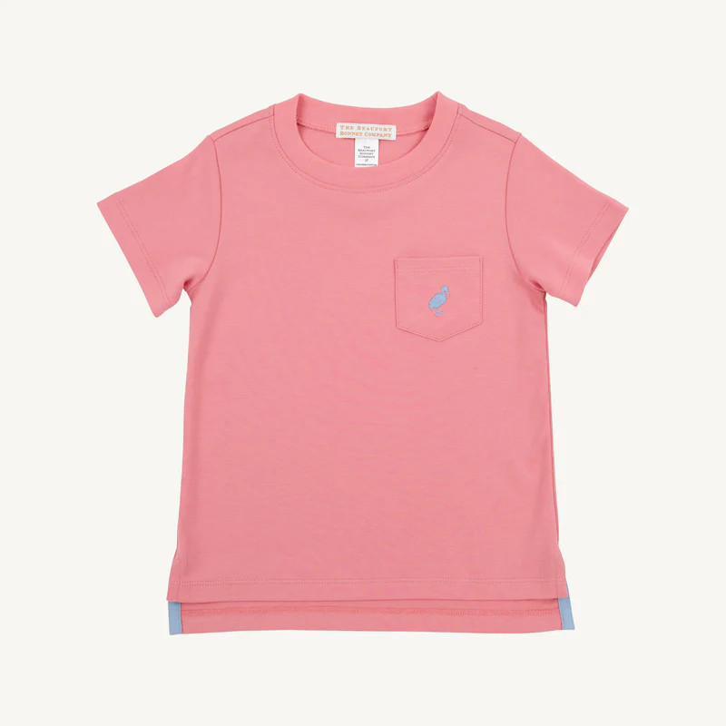Carter Crewneck - Nantucket Red with Barrington Blue Stork | The Beaufort Bonnet Company