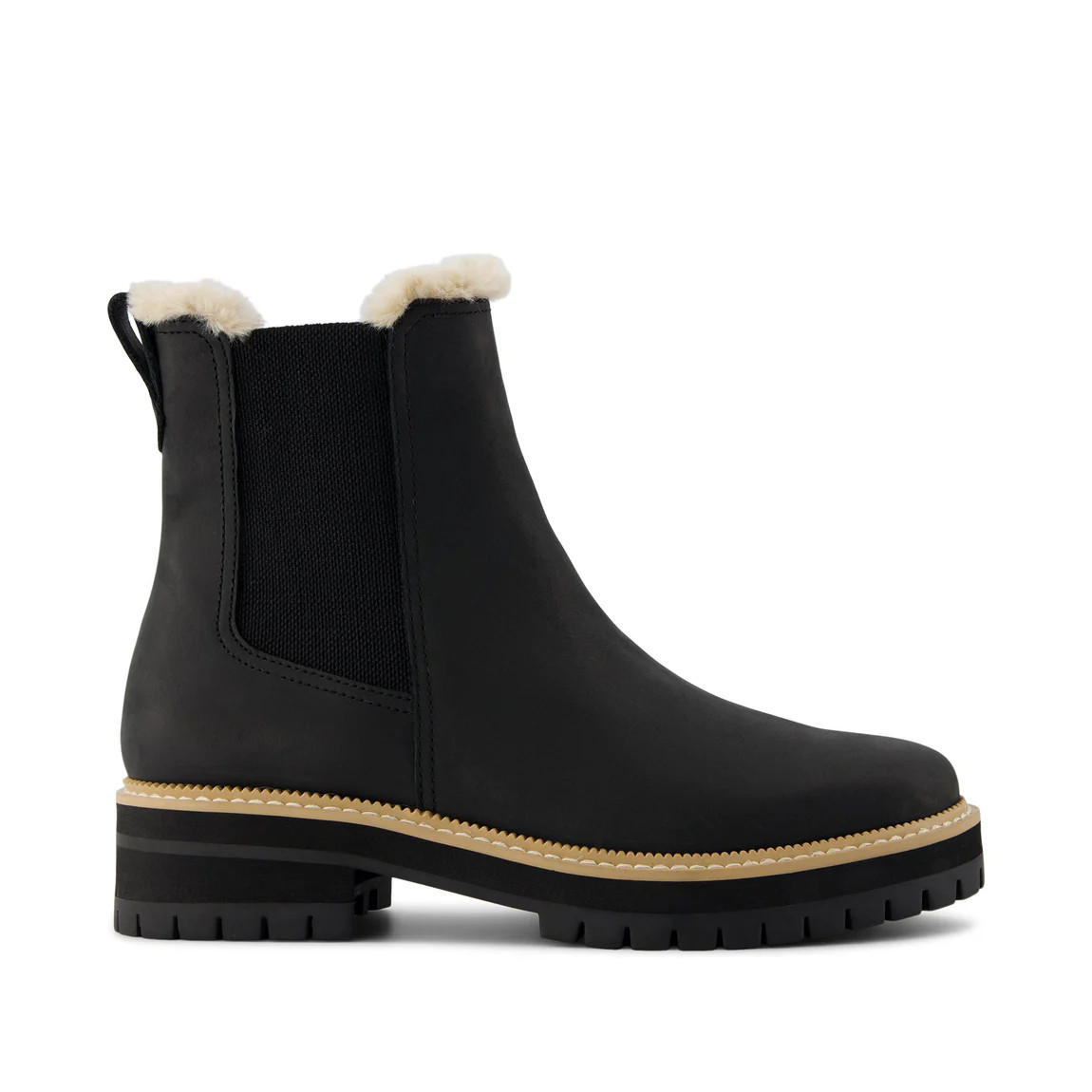 Bennet Black Faux Fur Water Resistant Leather Boot | Toms EMEA
