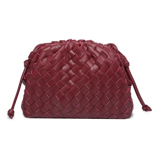Huralona Dressy Pleated Vegan Leather Clutch Purse Super Soft Cloud Dumpling Clutch Bag for Women PU Evening Purse Handbag (Winered Woven, S) | Amazon (US)