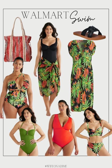 New Swim from Walmart! Love this tropical print and these swimsuits are so pretty. #walmartfashion #walmart 

#LTKmidsize #LTKover40 #LTKswim