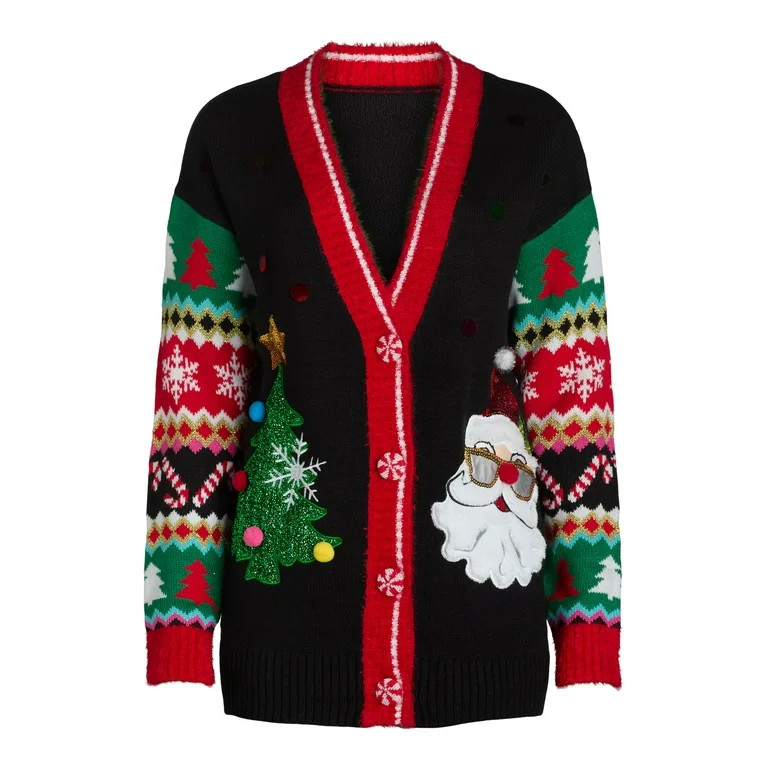 Holiday Time Embellished Cardigan Sweater, Women's, Sizes XS-XXXL | Walmart (US)
