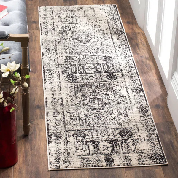 Evann Oriental Area Rug in Ivory/Black | Wayfair North America