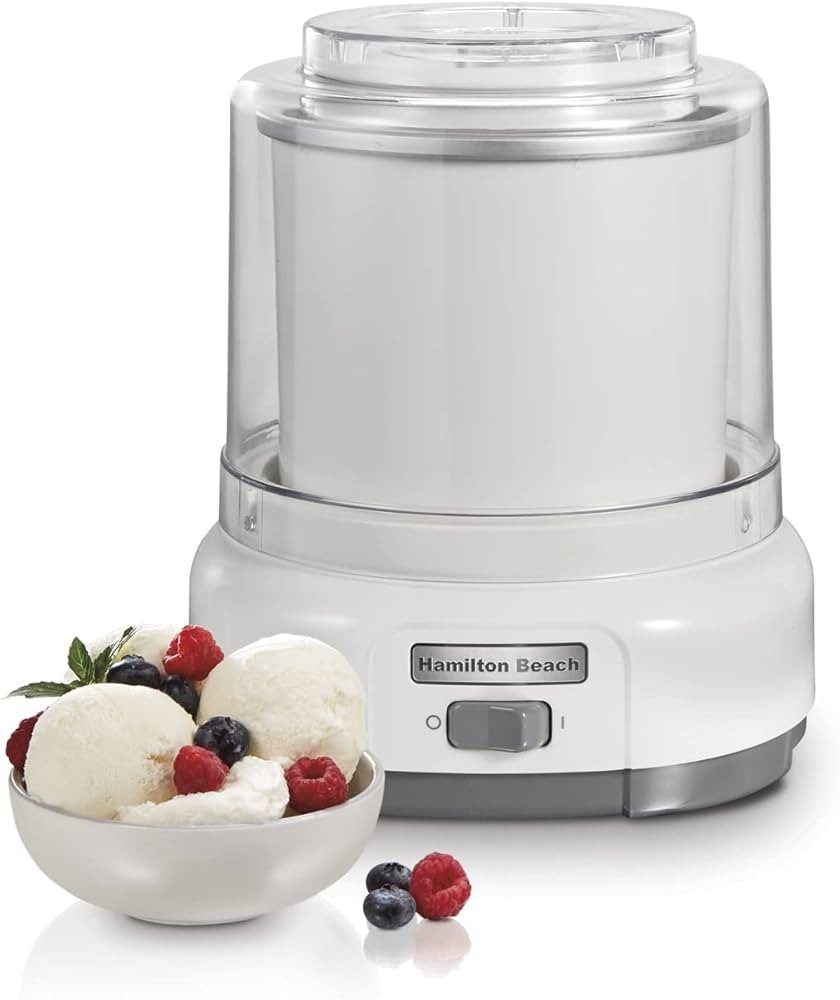 Hamilton Beach Electric Automatic Ice Cream Maker, Frozen Yogurt, Sorbet, Custard 1.5 Quart, Whit... | Amazon (US)