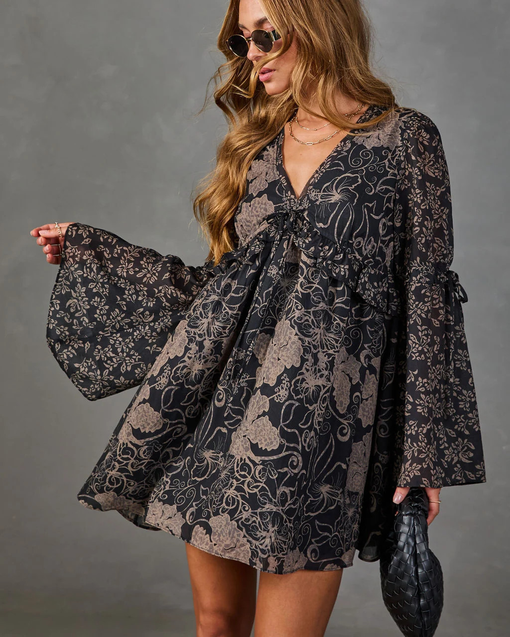 Autumn Rose Floral Mini Dress Black Multi / S | VICI