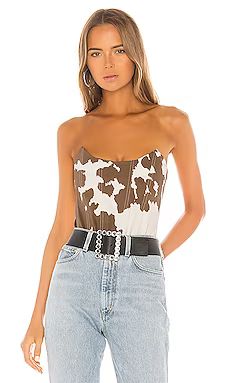 Miaou Leia Corset in Cow Print from Revolve.com | Revolve Clothing (Global)