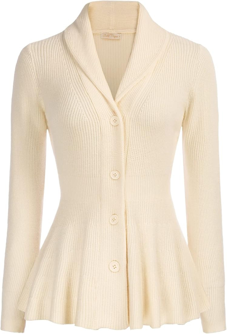 Belle Poque Women Vintage Cardigan Sweater Shawl Lapel Button Down Sweater Outwear Coat | Amazon (US)
