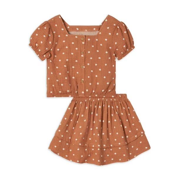 Modern Moments by Gerber Baby and Toddler Girls Top and Skirt Set, 2-Piece, Sizes 12M-5T | Walmart (US)