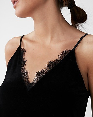 Velvet Lace Tie Back Cami | Express