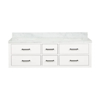 60 In. W X 22 In. D Double Bath Vanity With Carrara Marble Top | Wayfair North America