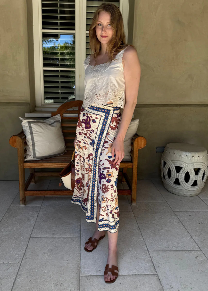Kasia Geometric Print Wrap Style Long Skirt | Benaar La
