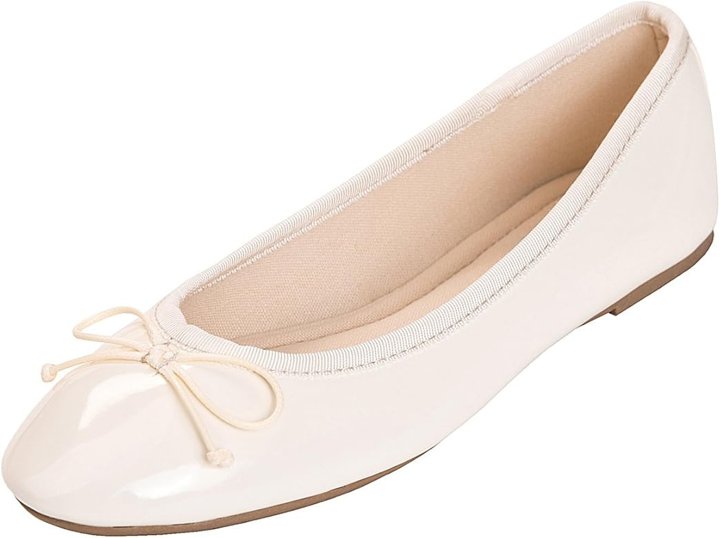 Feversole Women's Macaroon Colorful Memory Foam Cushion Insock Patent Ballet Flat | Amazon (US)
