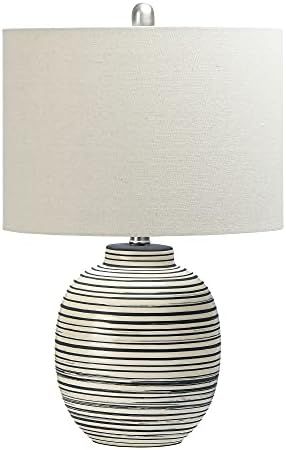 Creative Co-op EC0413 23" Ceramic Textured Striped Table Lamp, Grey | Amazon (US)