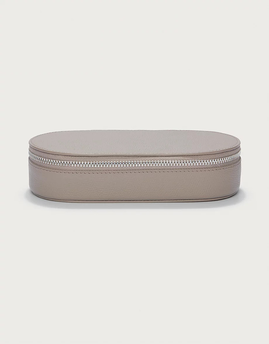 Saffiano Leather Oval Travel Jewellery Case | The White Company UK & ROW