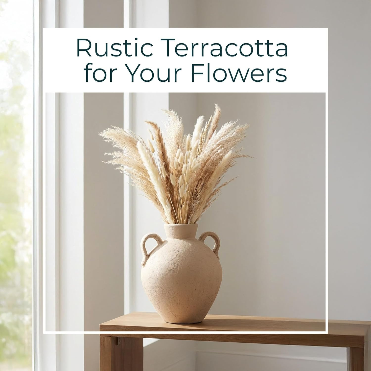 Terracotta Decorative Vase - Flower Holder for Fresh or Dried Stems, Living Room or Entryway Tabl... | Amazon (US)