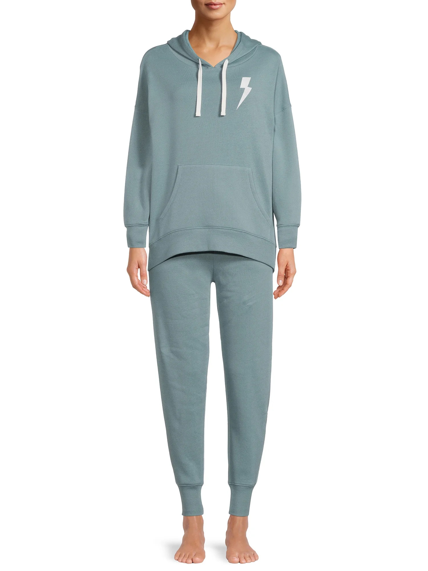 Grayson Social Women's and Women's Plus Fleece Hoodie and Joggers Sleep Set, 2-Piece | Walmart (US)