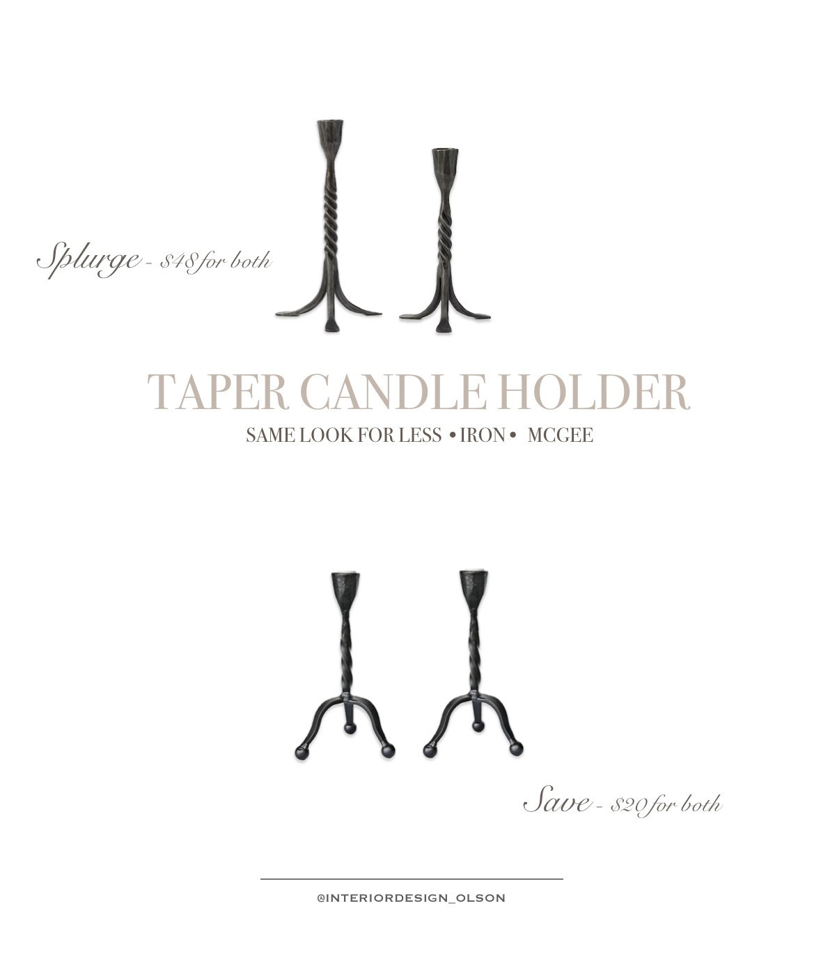 Save vs. Splurge: Iron Taper Candle Holders 🕯️
Love the McGee & Co. look? These classic iron candle holders are nearly identical—and only $20 for both on Amazon vs. $48! Perfect for mantles, dining tables, or shelf styling.

Timeless. Minimal. Affordable.
Shop the look-for-less on my LTK!

#SaveVsSplurge #LTKhome #McGeeAndCoStyle #CandleHolderDupes #InteriorStyling #AffordableHomeDecor #AmazonFinds #LTKfinds #ShelfDecor #MantleStyling #ModernTraditional #DesignOnABudget