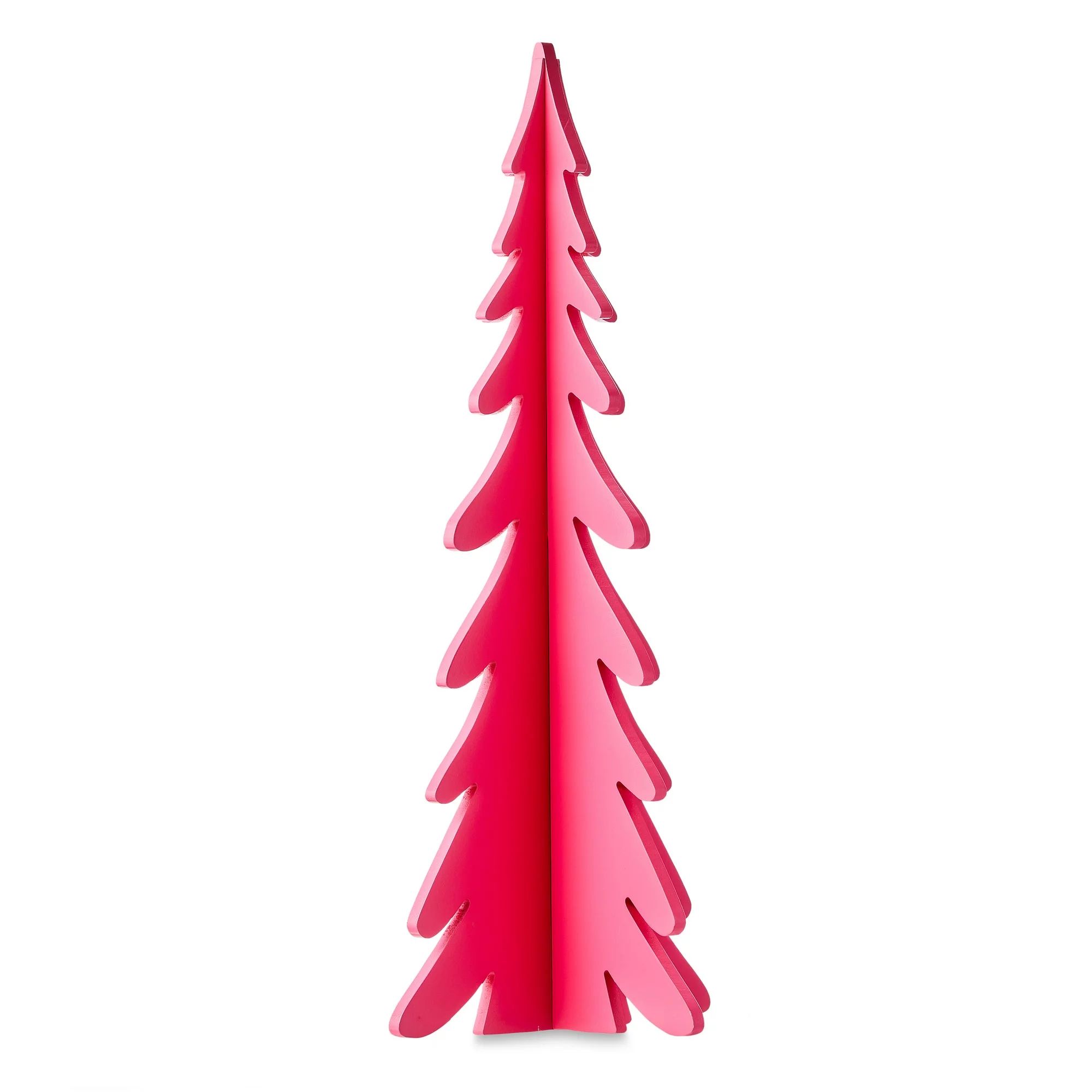 Pink Wood Christmas Tree Decor, 22 in, Non-lit, by Holiday Time | Walmart (US)