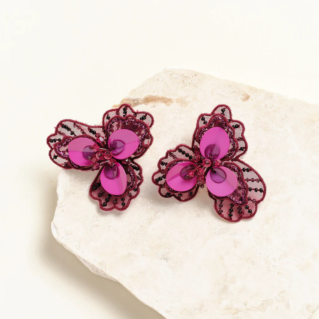 Poppy Stud Earrings Magenta | Mignonne Gavigan