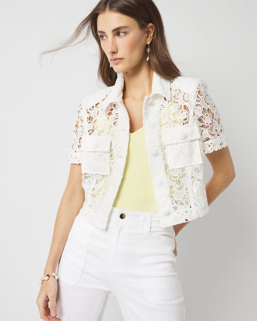 Short-Sleeve Lace Jacket | White House Black Market