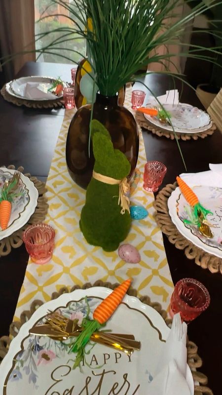 Whimsical Easter Table 
Flocked Bunnies Moss Bunny Gold Flatware Foil Plates Flecked Easter Eggs Brown Vase Pink Glasses Walmart Target Crate and Barrel Plastic Silverware Easter Brunch

#LTKSeasonal #LTKfindsunder50 #LTKhome