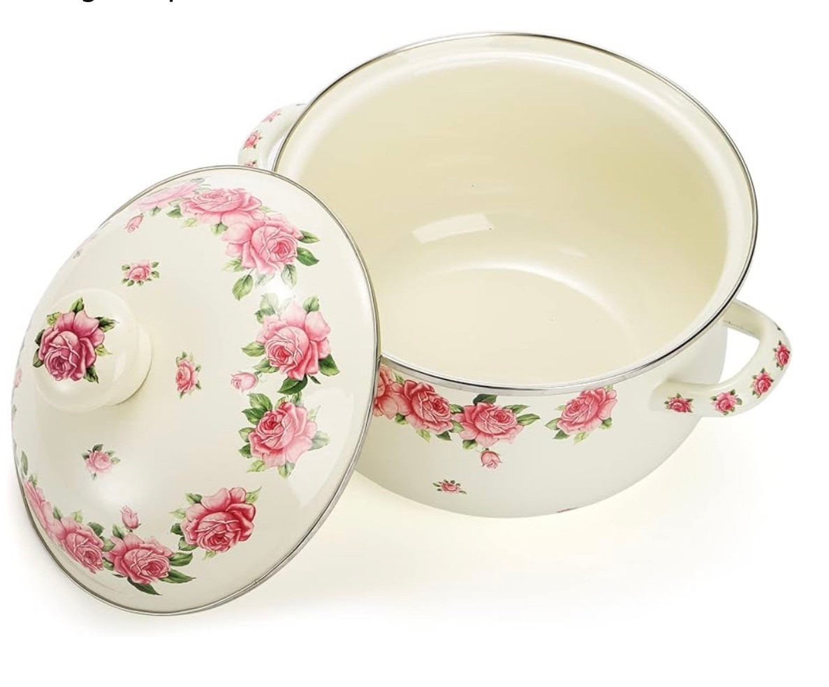 Rose Floral Enamel Stockpot with Lid, 2.8 Quart Retro Cooking

#LTKSaleAlert #LTKHome #LTKfoodie