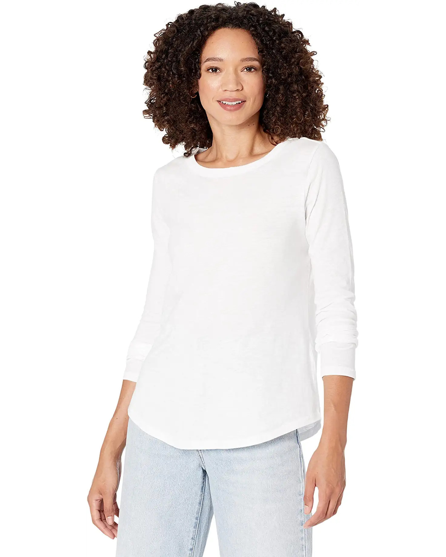 Whisper Cotton Rib-Crewneck Long-Sleeve Tee | Zappos