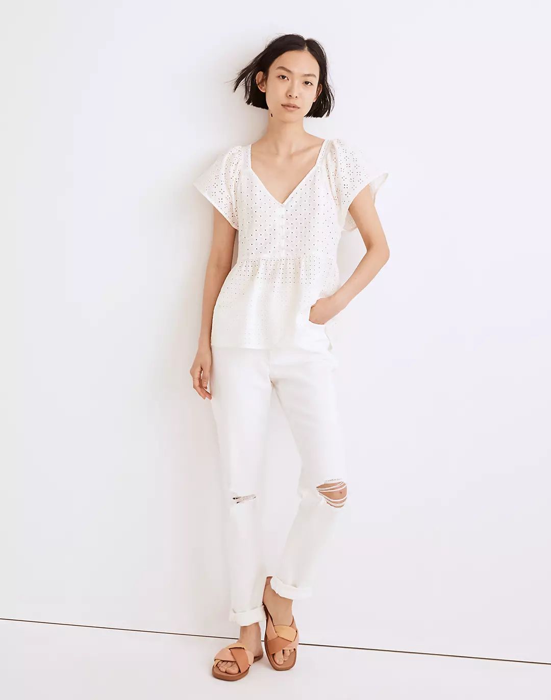 Patchwork Eyelet Peplum Top | Madewell