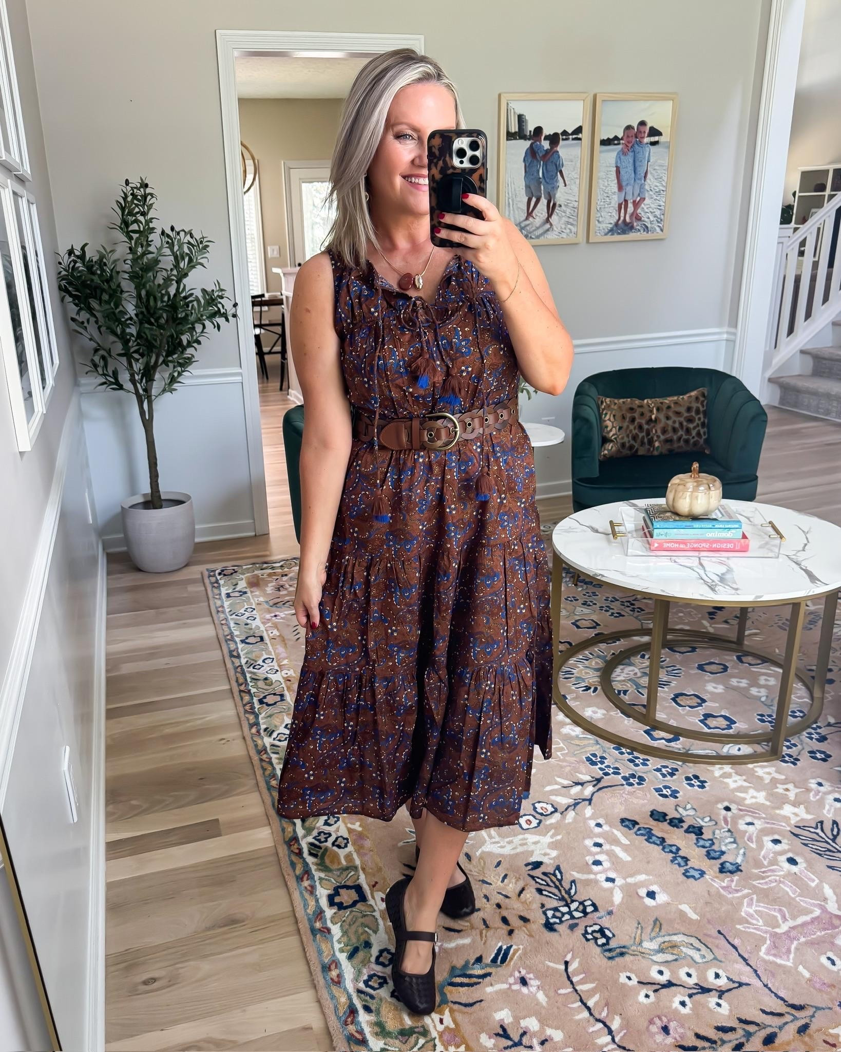 BESTSELLER 🤎 This fall dress has been a favorite, and the brown and blue print is even prettier in person. I love adding a belt to define the waist and pairing it with flats now, then boots and a cardigan when it cools down.

fall bestseller, fall dress, brown printed dress, midi dress, belted dress, fall outfit idea, teacher outfit, fall workwear, fall flats, women’s fall fashion, lovelylifestyling

#LTKootd #LTKSeasonal #LTKOver40