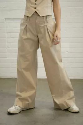 Urban Outfitters Archive Stone Tailored Wide Leg Trousers | Urban Outfitters (EU)