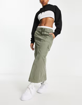 ASOS DESIGN cargo midi skirt in khaki | ASOS (Global)