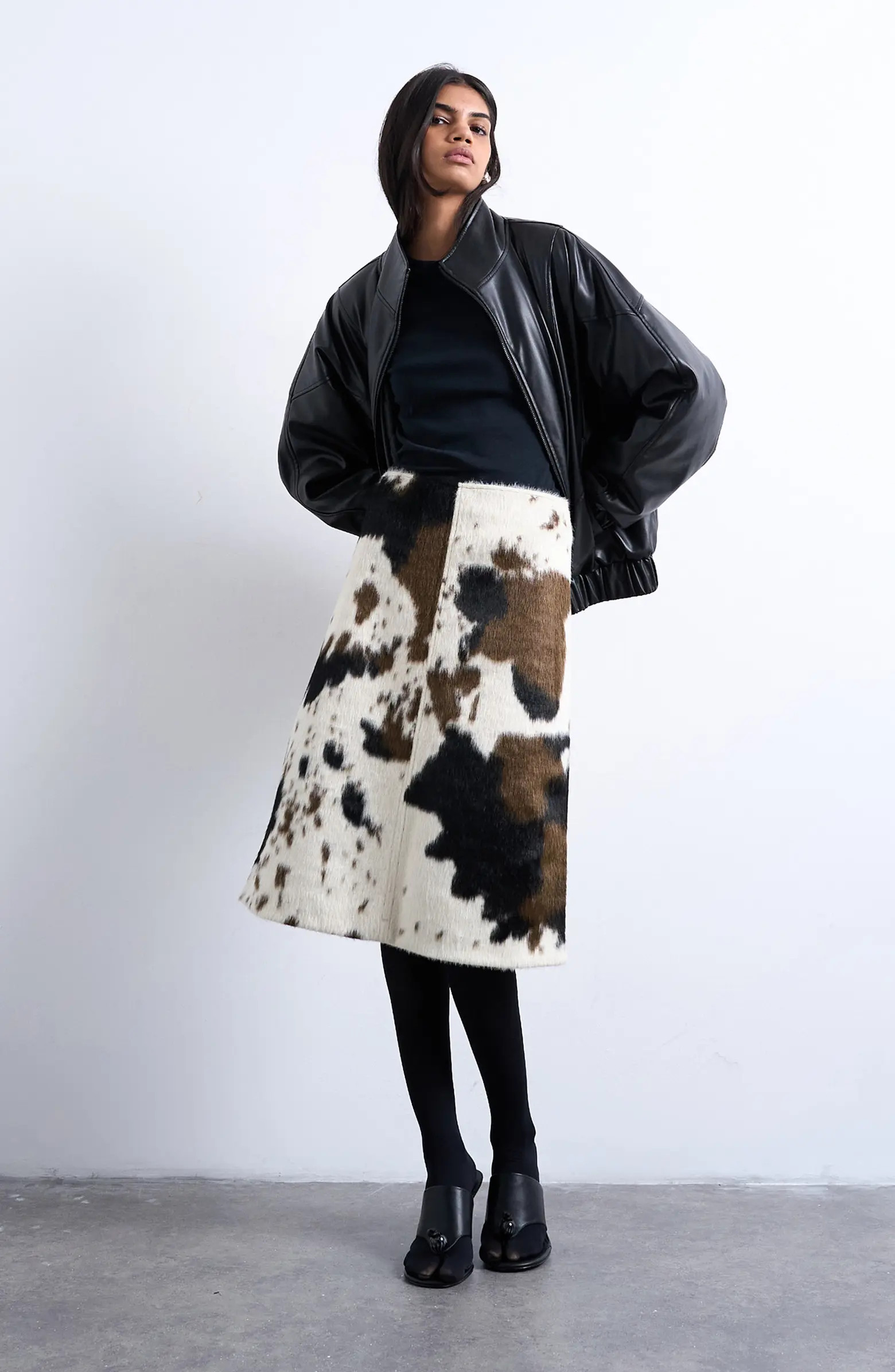 Faux Calf-Hair A-Line Skirt | Nordstrom