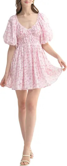All in Favor Floral Print Puff Sleeve Minidress | Nordstrom | Nordstrom