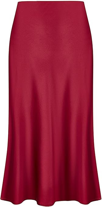 Keasmto Leopard Skirt for Women Midi Length High Waist Silk Satin Elasticized Cheetah Casual Ladi... | Amazon (US)