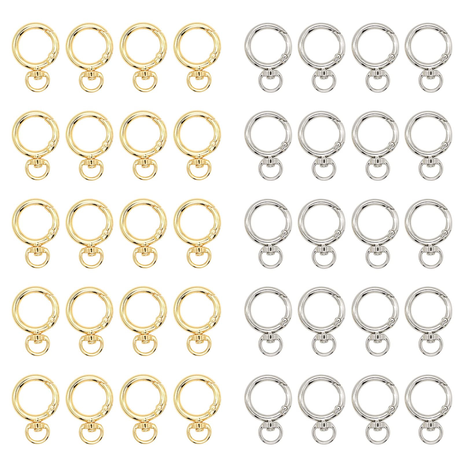 40 pcs Round Spring Snap Hooks Swivel Ring, Eyelet O Rings Buckles Clips Trigger Keyring Buckle f... | Amazon (US)