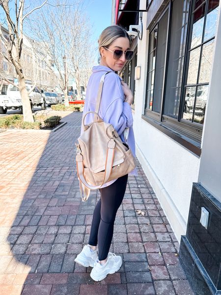 this purple pullover is 70% off right now, making it less than $20! I’m wearing a medium. 
Bag is from Amazon and I love it! 
Aerie sale 


#LTKsalealert #LTKSpringSale #LTKSeasonal