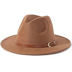 Lisianthus Fedora - Sombrero de ala ancha de fieltro clásico de las mujeres con hebilla de cintu... | Amazon (US)