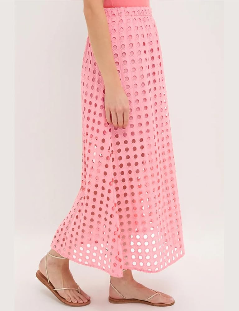 Ailoqing 2026 Summer Casual Long Skirt for Women Cotton Eyelet Beach Maxi Skirt with Underneath | Amazon (US)