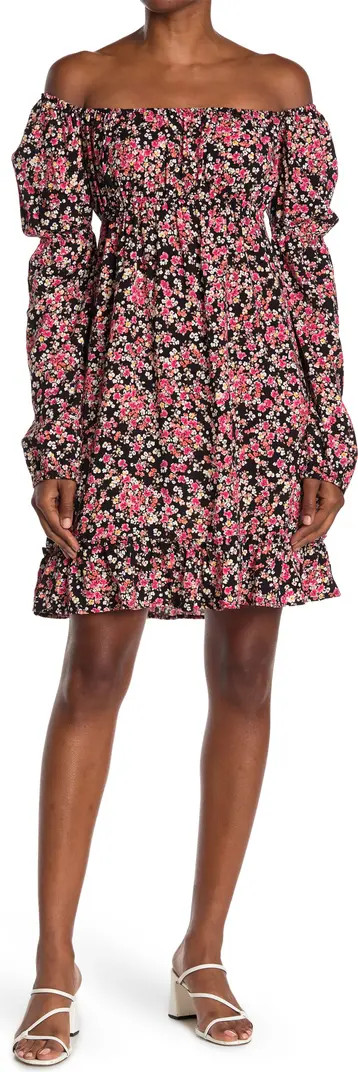 Floral Off-the-Shoulder Long Sleeve Empire Waist Dress | Nordstrom Rack