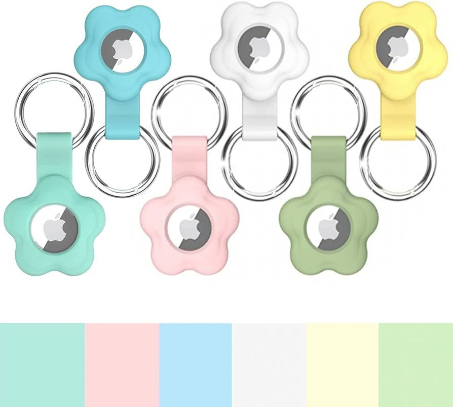 6 Pack Airtag Keychain for Apple AirTag Holder Flower Shaped Silicone Protective Cover AirTag Hol... | Amazon (US)