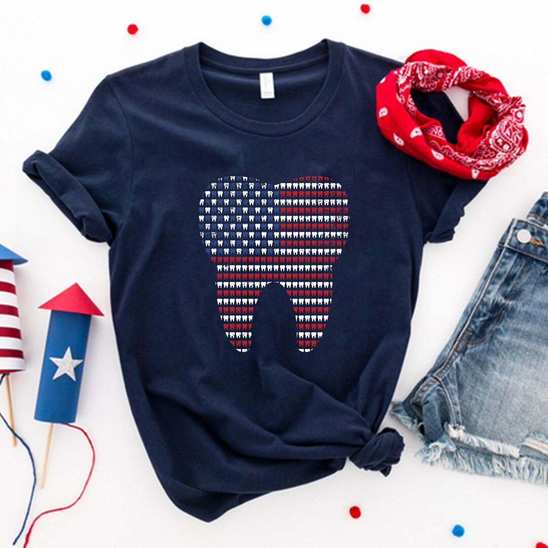 4Th Of July Dental Hygienist Patriotic Shirt, 4th of July Tooth Shirt Funny Cute Patriotic Americ... | Etsy (US)