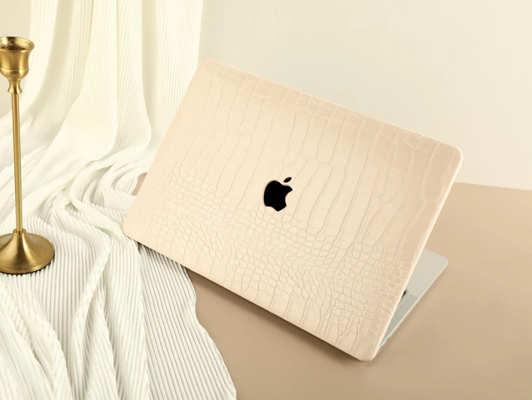 Cream Crocodile Print MacBook Hard Case, Vegan Leather MacBook Cover for Pro 14 16 M1 M2 2023 Air... | Etsy (US)