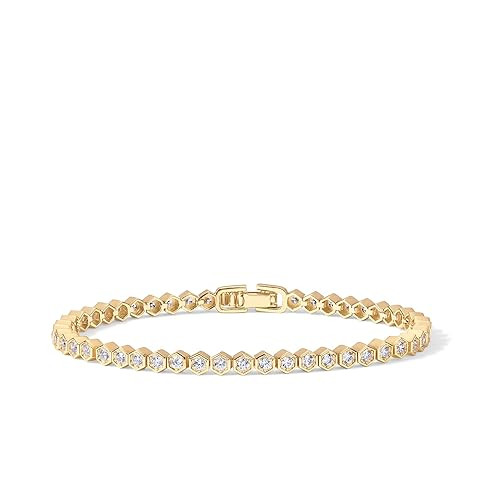 PAVOI 14K Gold Plated 3mm Cubic Zirconia Classic Tennis Bracelet | Gold Bracelets for Women | Siz... | Amazon (US)