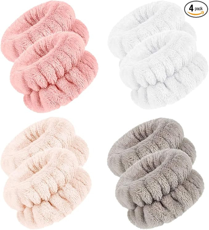 4 Paires Microfibre Bracelets de Lavage de Visage pour Maquillage de Yoga Sports Douche Bandeau F... | Amazon (FR)
