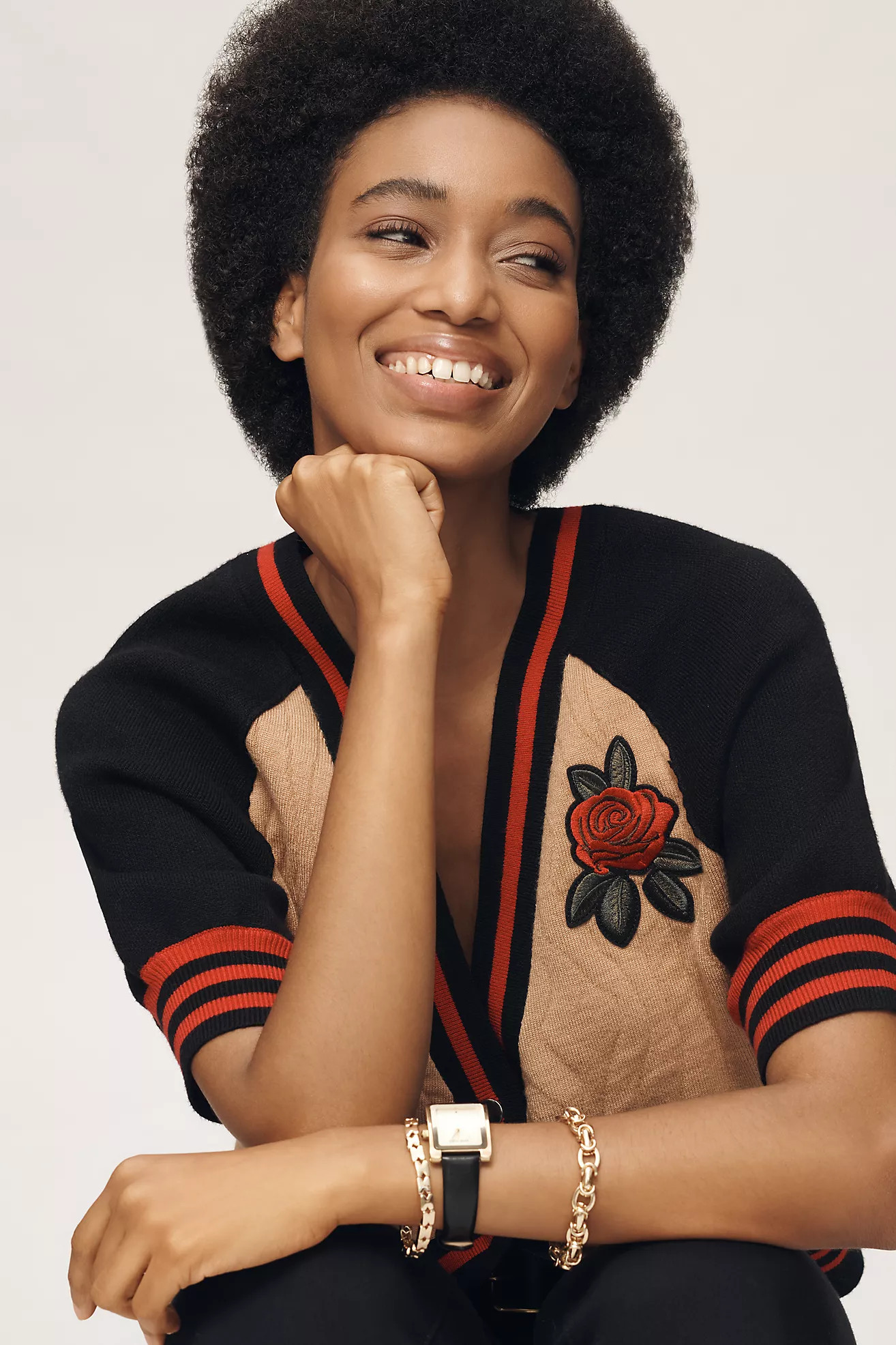 Maeve Sporty Short-Sleeve Cardigan Sweater | Anthropologie (US)