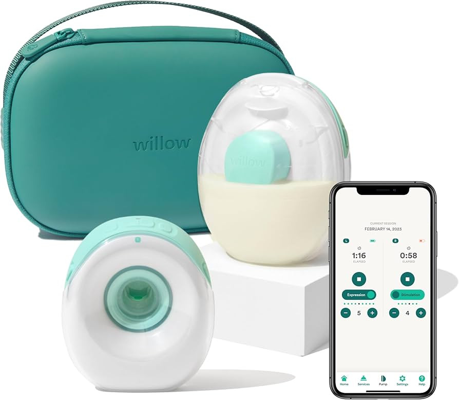 Willow Go - Wearable Breastfeeding Pump and Teal Case - Hands Free Breast Pump | Amazon (US)