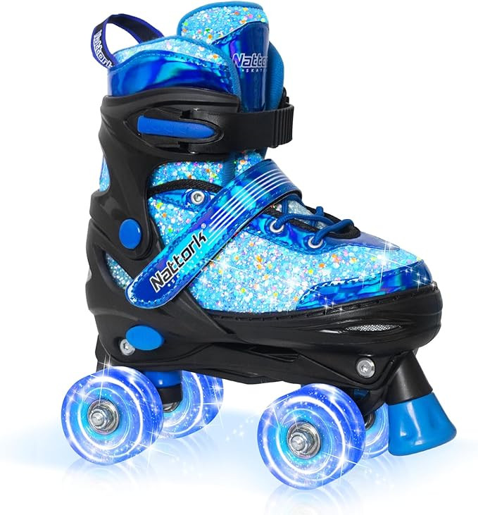 Nattork Kids Roller Skates for Girls Kids, 4 Sizes Adjustable Girls Roller Skates for Ages 3-12 w... | Amazon (US)