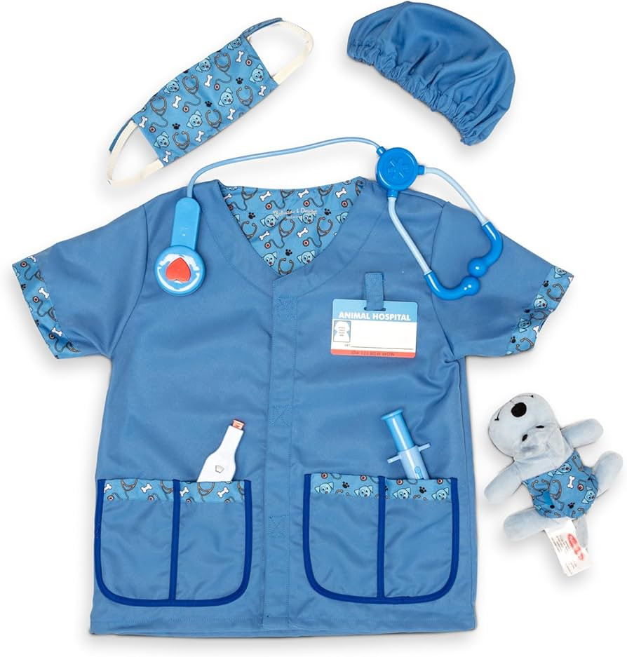 Melissa & Doug Veterinarian Role Play Costume Dress-Up Set (9 pcs) Kids Vet Costume Pretend Play ... | Amazon (US)