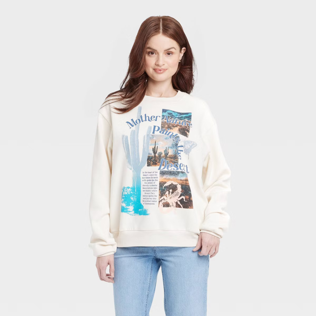 Women's Nature Paints the Desert Graphic Sweatshirt - White | Target