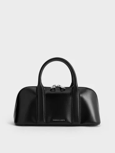 Noir Axel Elongated Bowling Bag | CHARLES & KEITH UK | Charles & Keith UK