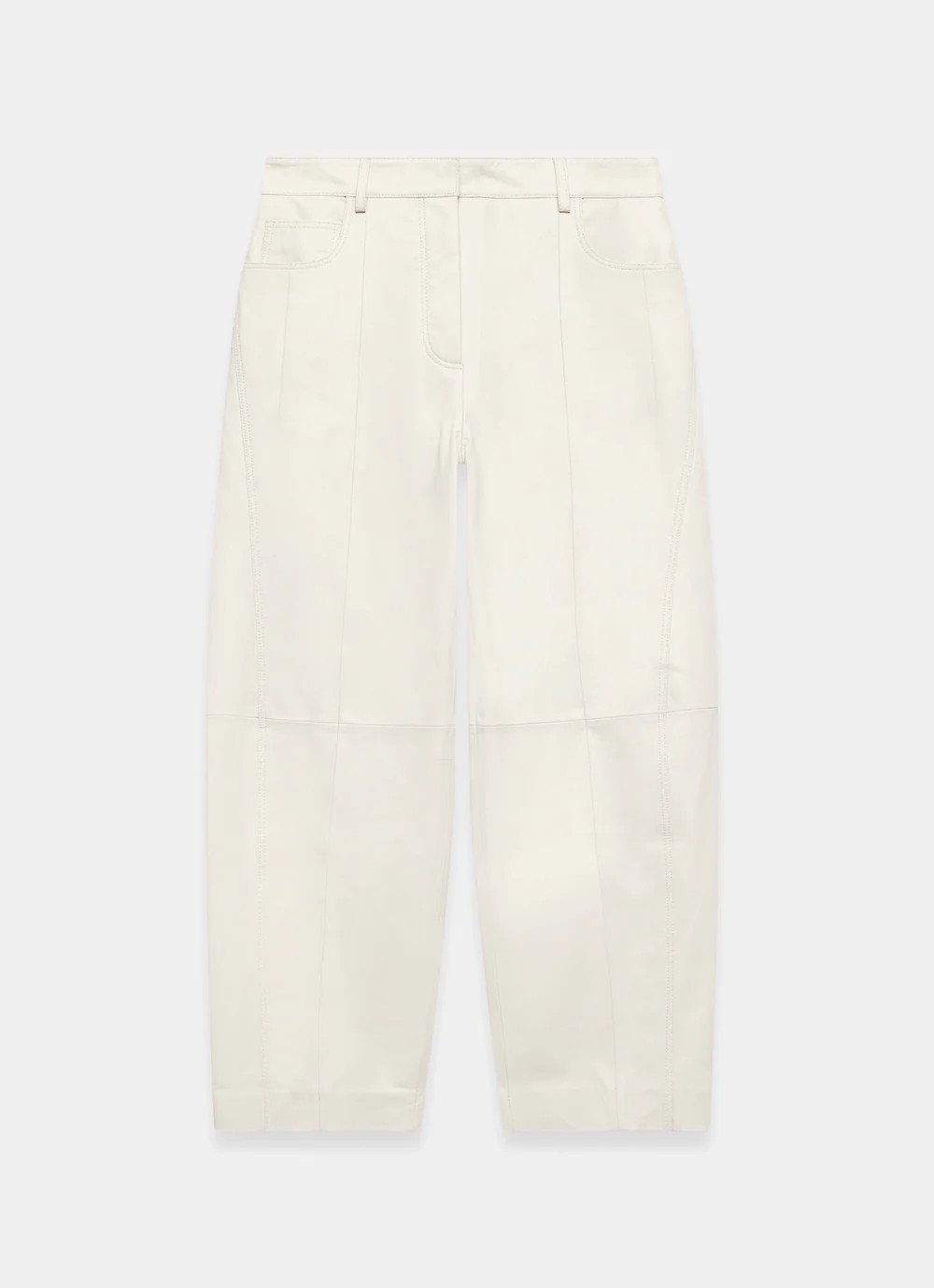 Cream Leather Barrel Leg Trousers | Mint Velvet